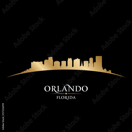 Orlando Florida city silhouette black background