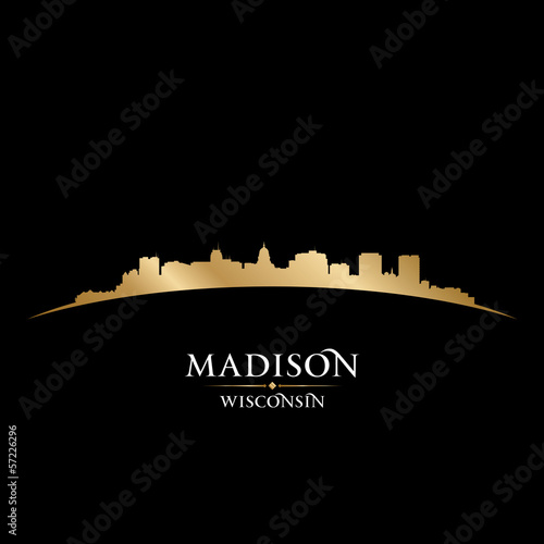 Madison Wisconsin city silhouette black background