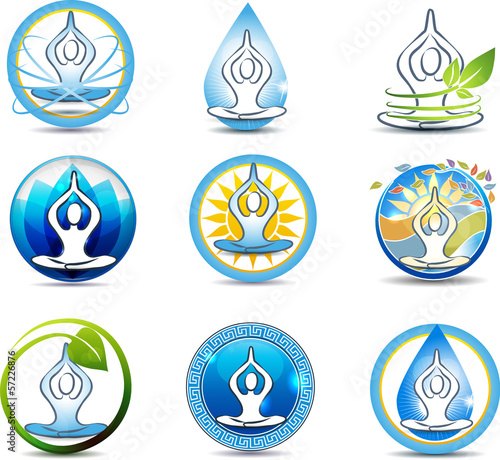 Beautiful yoga, relaxation symbols.