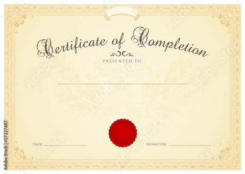 Certificate / Diploma template. Floral pattern, award border