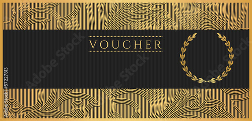 Voucher, Gift certificate, Coupon. Black filigree pattern