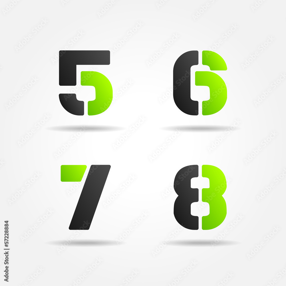 5678 3d green stencil numbers