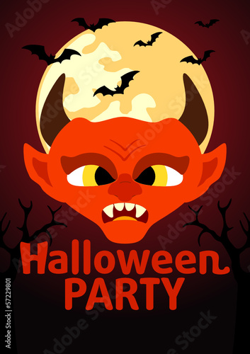 Halloween Party banner with Devil vector