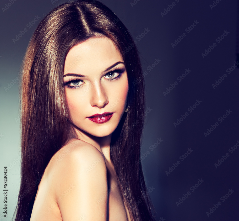 Brunette girl with long hair Brunette girl with long hair