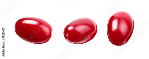 Fresh cornel berries isolated on white