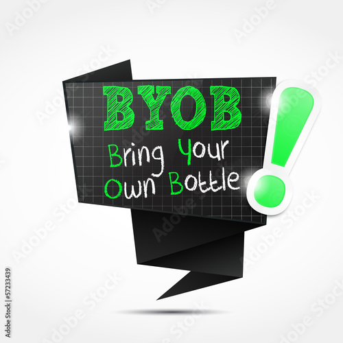 origami speech bubble acronym : byob
