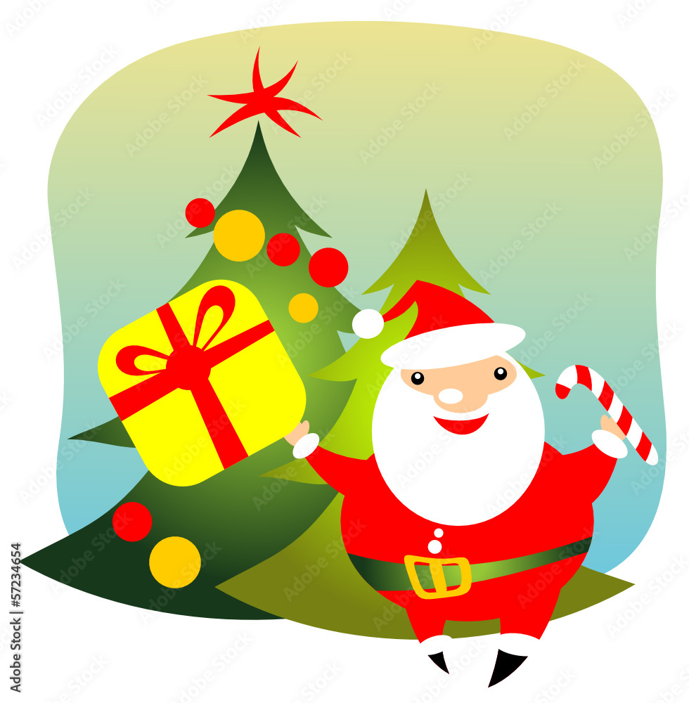 Obraz premium happy santa with gift