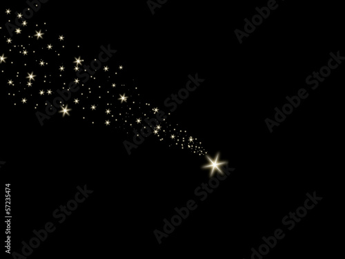 Falling star on the black background