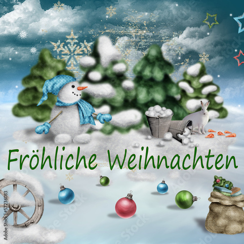 fröhlicher weihnachtsgruß, illustration