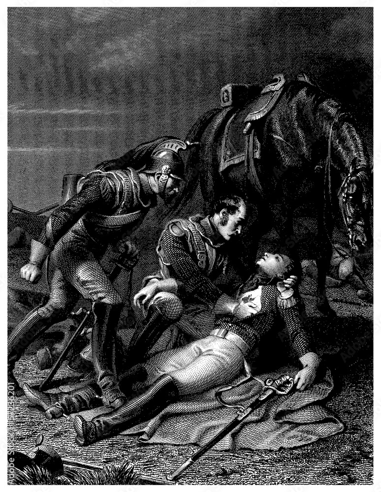 Obraz premium Napoleonian Wars - Dying Hero - 19th century
