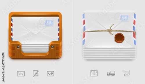 vector mailbox and envelops icons xxl