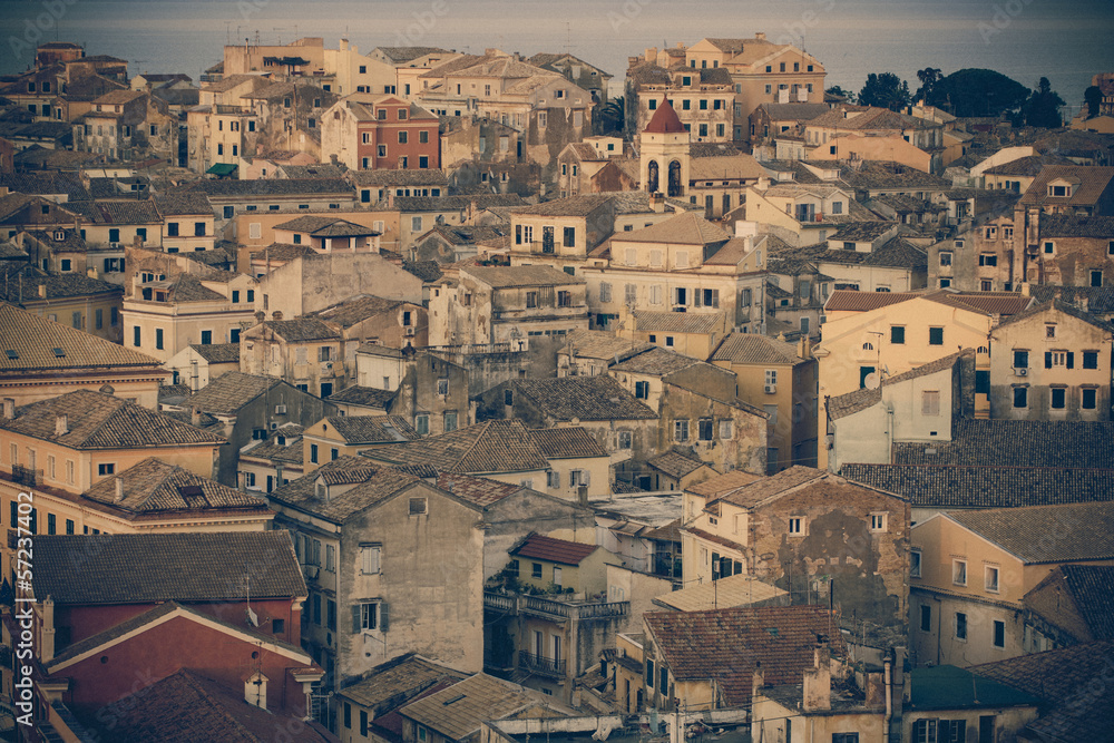 Vintage view of corfu town