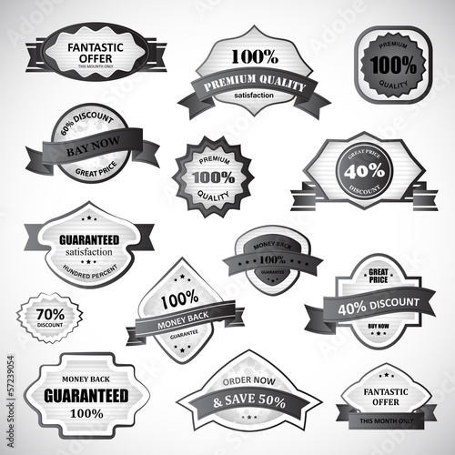 Badges And Labels Set - Isolated On Gray Background
