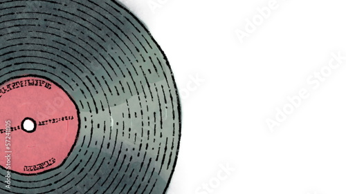 Hand drawn animation of a vinyl record spinning + alpha matte