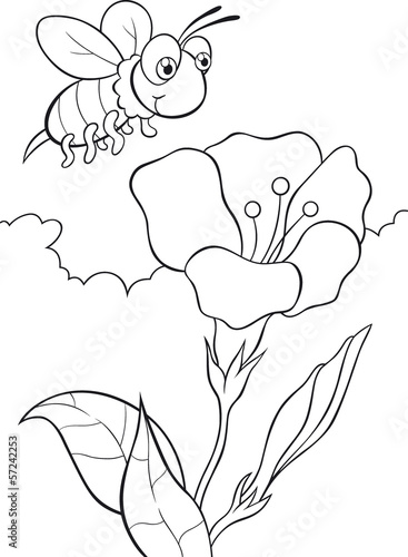 Bee and Flower coloring book