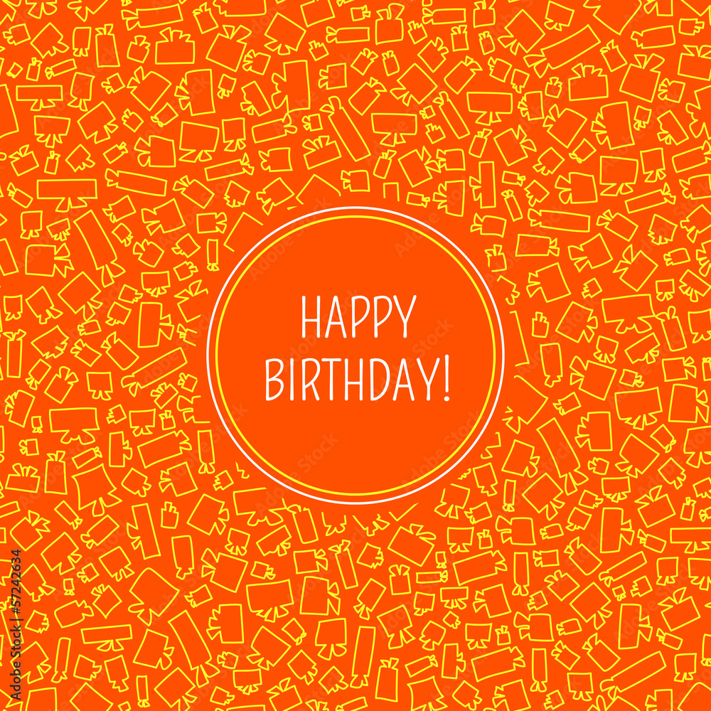 Vector card with birthday with abstract gift boxes