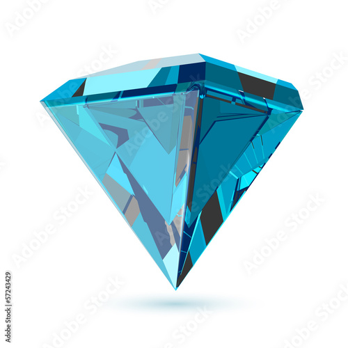Shining transparent diamond isolated on white.