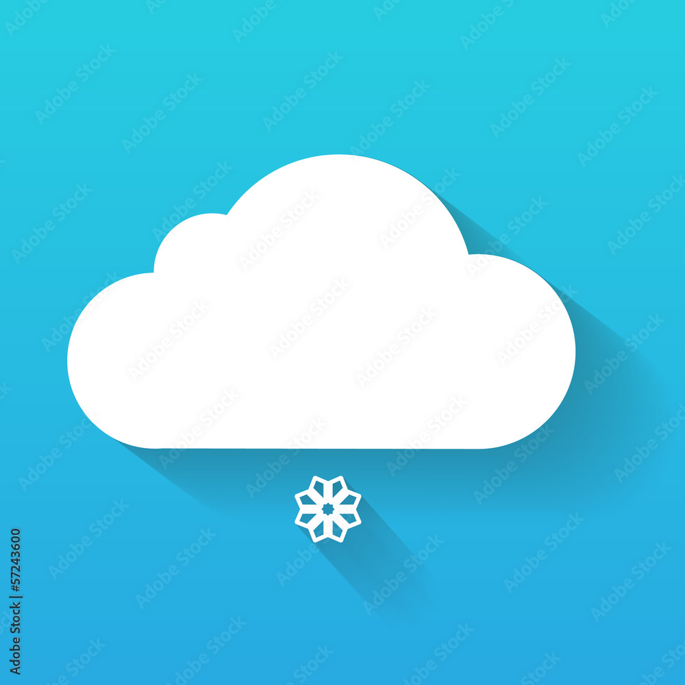 Day cloud and snow flake isolated on blue Day cloud and snow flake isolated on blue