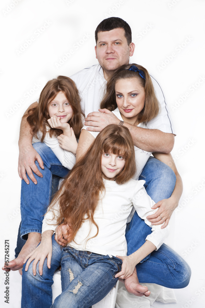Happy family with two children