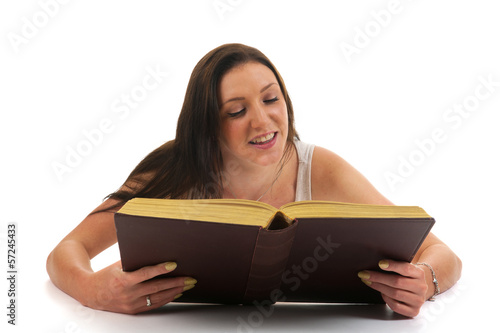 Atractive woman reading an book
