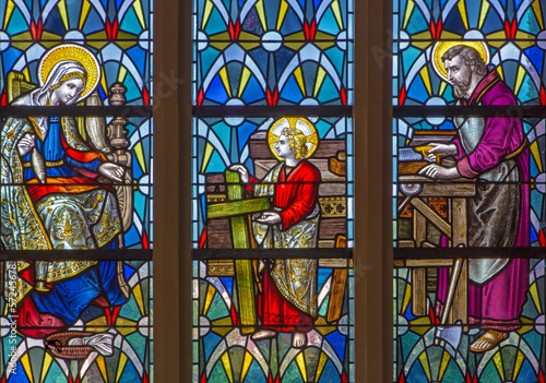 Leuven - St. Joseph from windowpane in st. Anthony church
