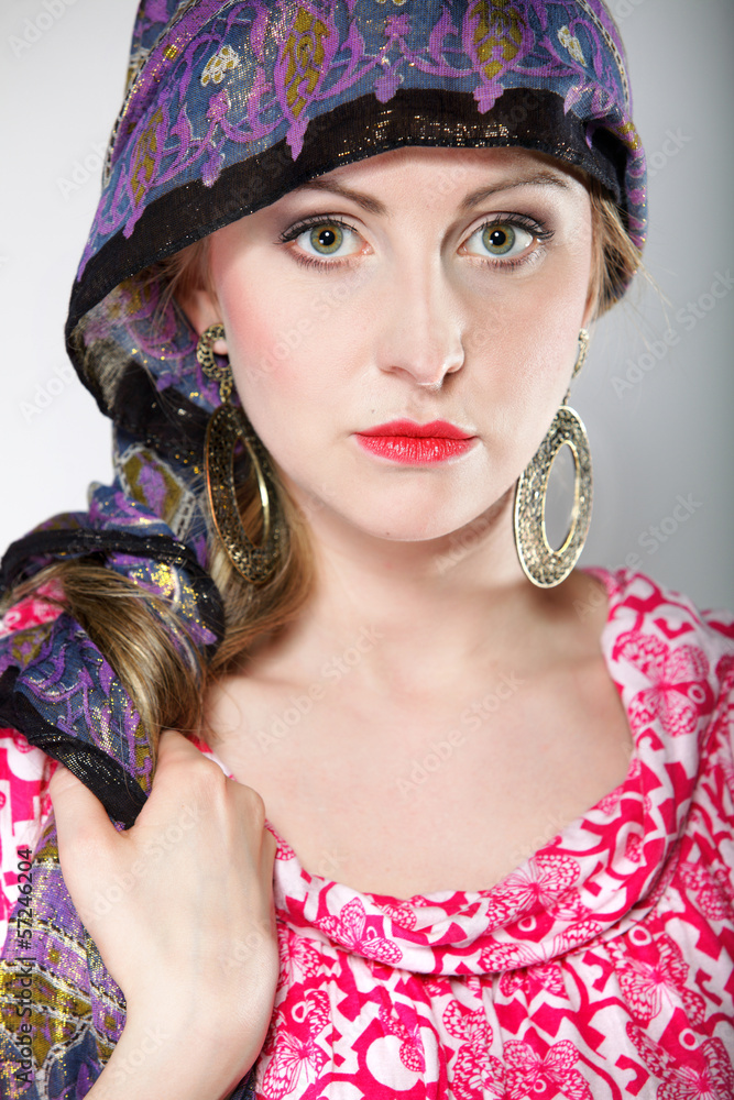 portrait beautiful girl woman in a headscarf