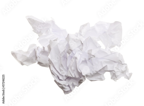 Crumpled paper on white background