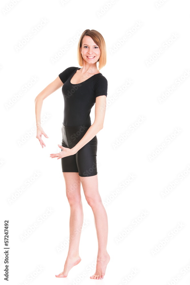Sport Young woman doing exercise isolated on white Sport Young woman doing exercise isolated on white