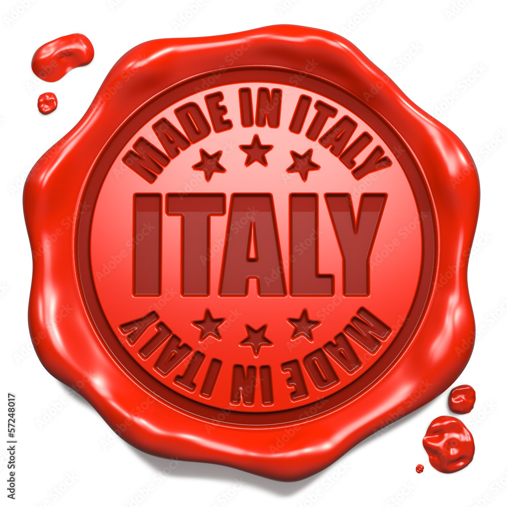 Made in Italy - Stamp on Red Wax Seal. Made in Italy - Stamp on Red Wax Seal.