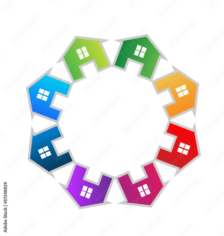 Teamwork houses icon vector Teamwork houses icon vector