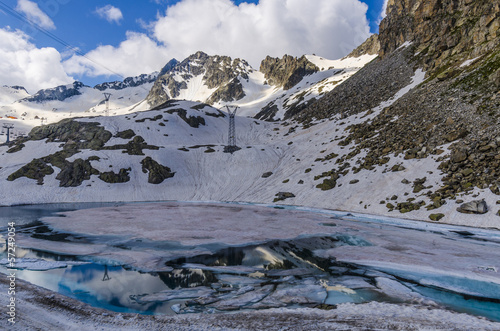 Melting glaciers in the Alps. High mountains Italy