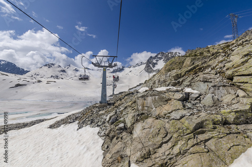 Hanging chairlift lift in the Alps