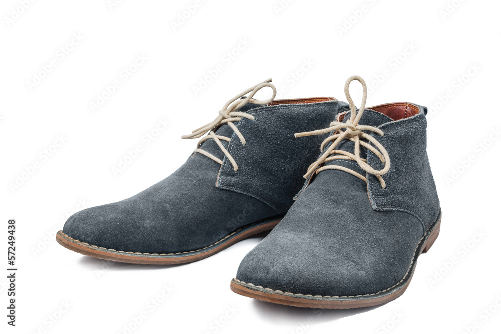 Blue Suede shoes on white Background
