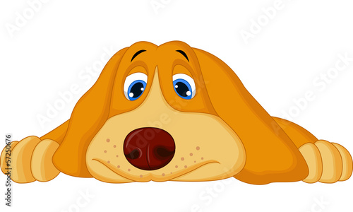 Cute cartoon dog lying down