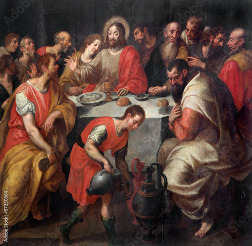 Mechelen - Baroque paint of The Last supper from cathedral