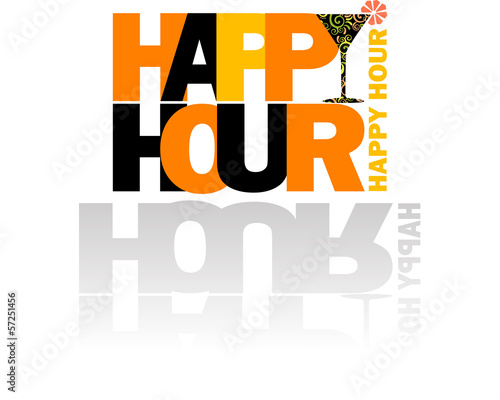 Happy Hour logo con cocktail