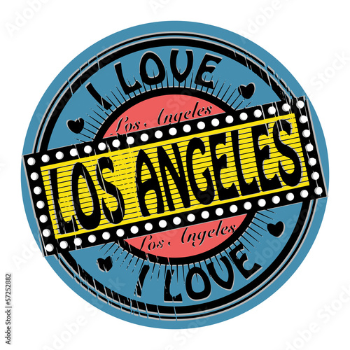 Grunge color stamp with text I Love Los Angeles inside, vector