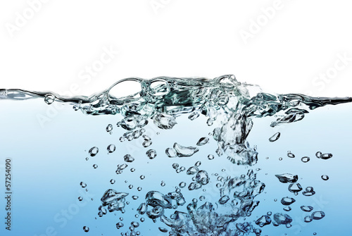 Fotografija A splash of water,drops and bubbles on a white background.