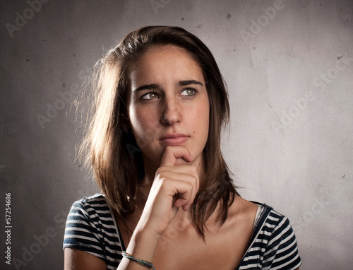 young woman with pensive expression