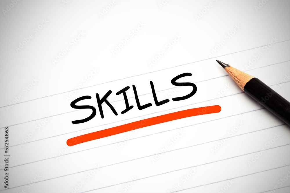 The word skills written on a notepad The word skills written on a notepad