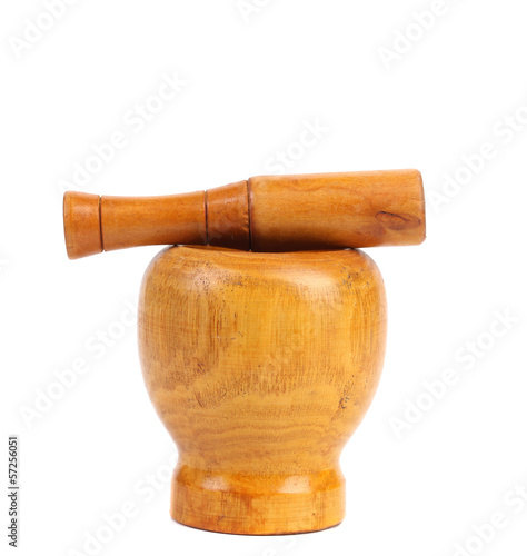 Wooden mortar with pestle photo