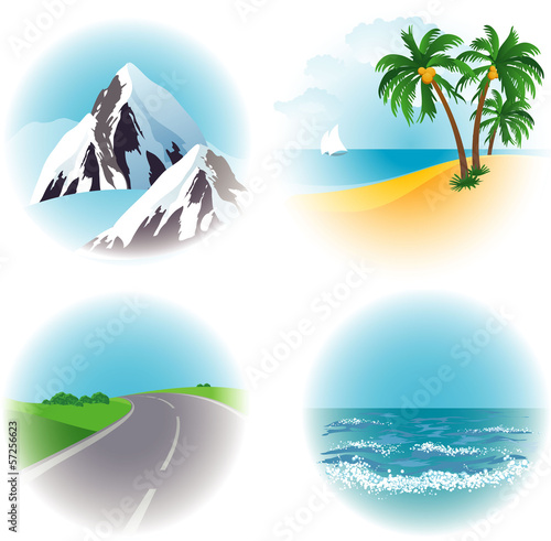 Landscape vector icon set.