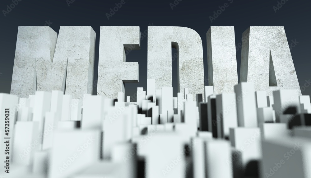 Fototapeta premium 3d Media in City concept, model of cityscape