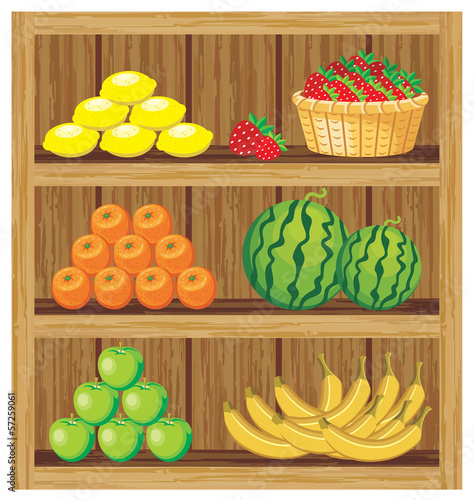 Supermarket. Shelfs with food