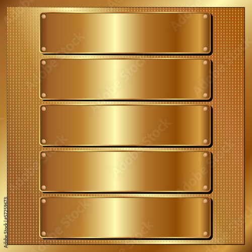 golden panel with five banners