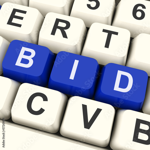 Bid Keys Show Online Bidding Or Auction