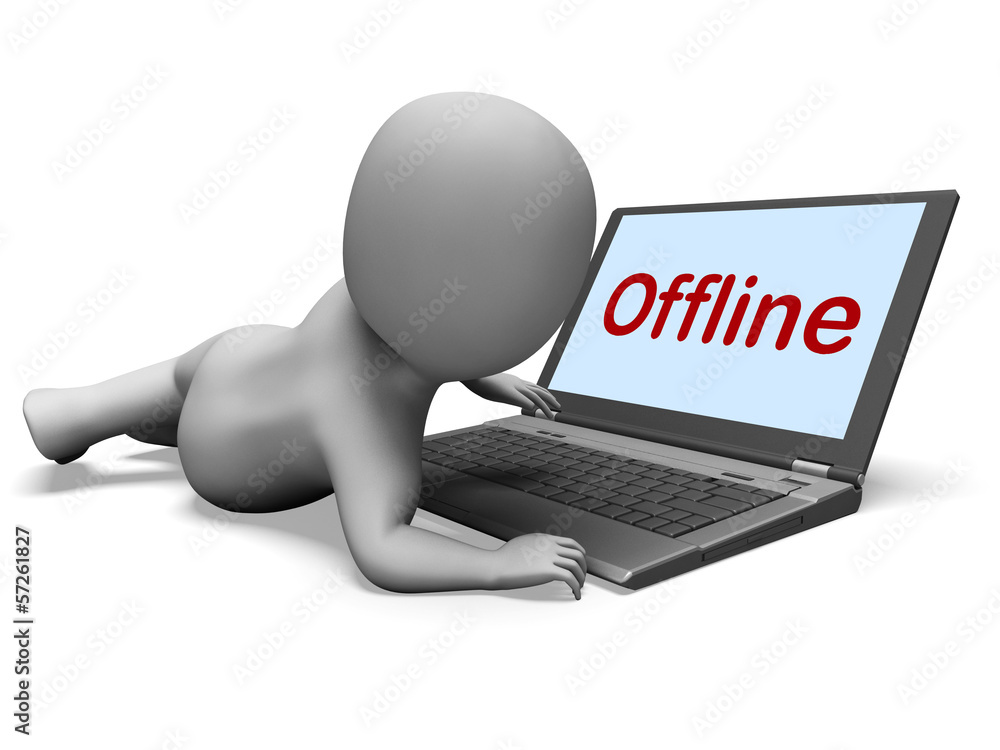 Offline Character Laptop Shows Www Communication Status Disconne Offline Character Laptop Shows Www Communication Status Disconne