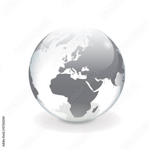 White gray vector world globe - europe photo