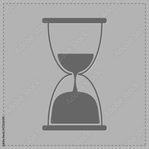 Grey hourglass with sand inside. Card