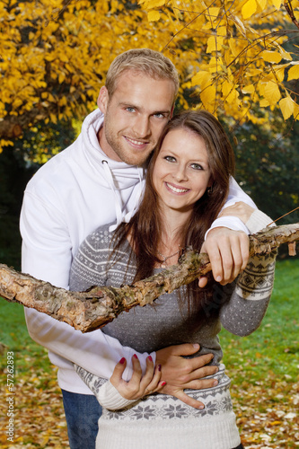 happy young couple embracing